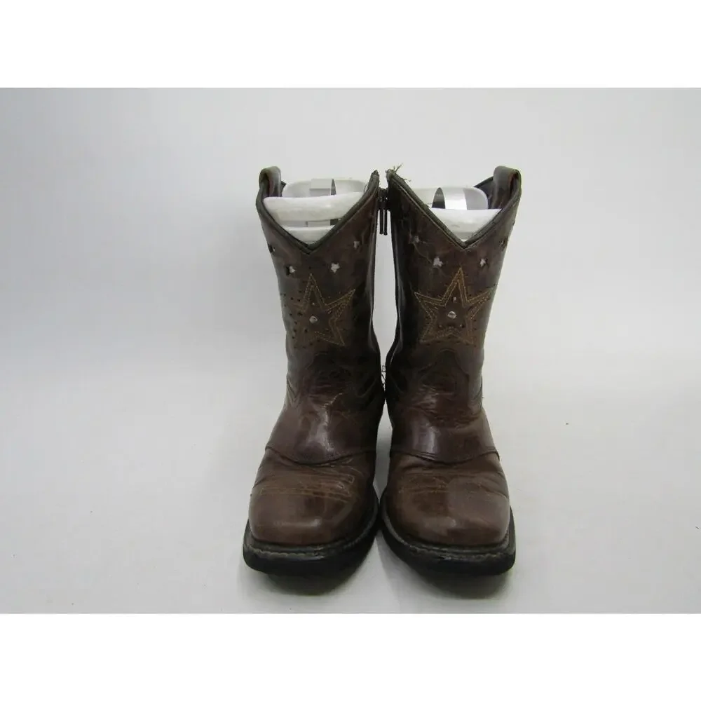 Smoky Mountain Youth Size 10 D Brown Leather Zip Western Cowboy Boots